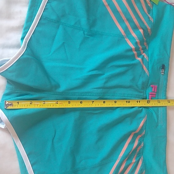 Fila Christopher Evans Women's L Shorts w/built-in panty. Teal w/peach. - Picture 6 of 7